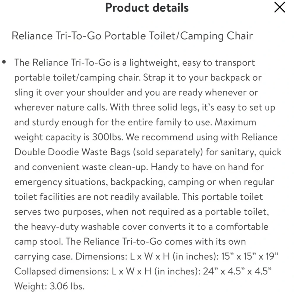 RELIANCE I Camping Chair Stool / Portable Toilet Green NEW